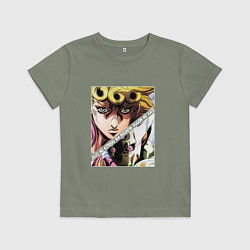 Футболка хлопковая детская Джорно Джованна из ДжоДжо, цвет: авокадо