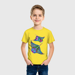 Футболка хлопковая детская Скаты с психоделической раскраской, цвет: желтый — фото 2