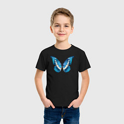 Футболка хлопковая детская Blue butterfly синяя бабочка, цвет: черный — фото 2