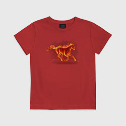 Футболка хлопковая детская Fire horse огненная лошадь, цвет: красный