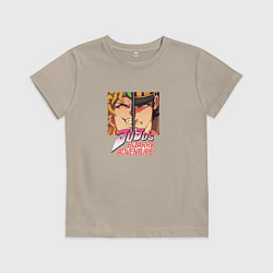 Футболка хлопковая детская Дио Брандо и Куджо Джотаро, цвет: миндальный
