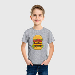 Футболка хлопковая детская Самый вкусный гамбургер, цвет: меланж — фото 2