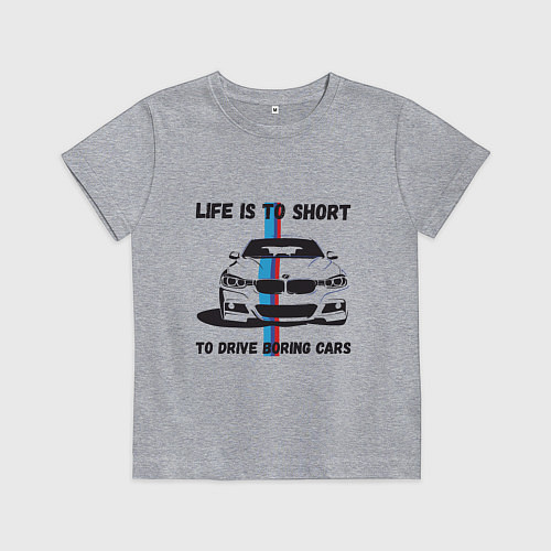 Детская футболка BMW - Жизнь коротка / Меланж – фото 1