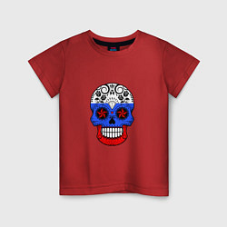 Футболка хлопковая детская Russian Skull, цвет: красный