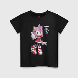 Футболка хлопковая детская Sonic Amy Rose Video game, цвет: черный