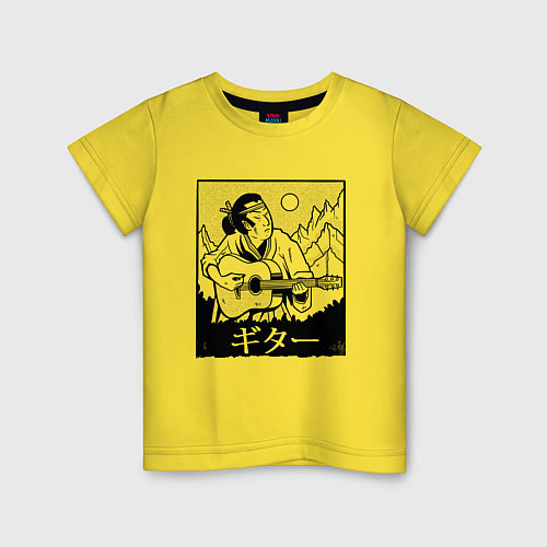 Детская футболка Самурай с гитарой Samurai playing guitar / Желтый – фото 1