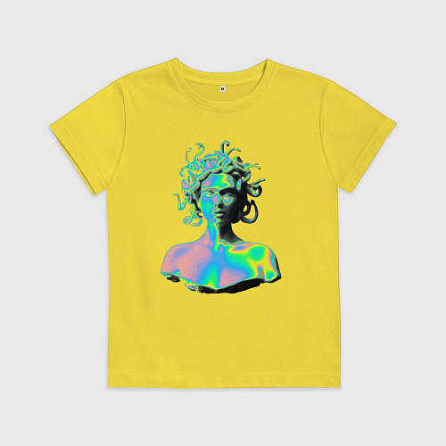 Детская футболка Gorgon Medusa Vaporwave Neon / Желтый – фото 1