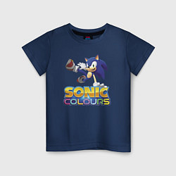 Футболка хлопковая детская Sonic Colours Hedgehog Video game, цвет: тёмно-синий