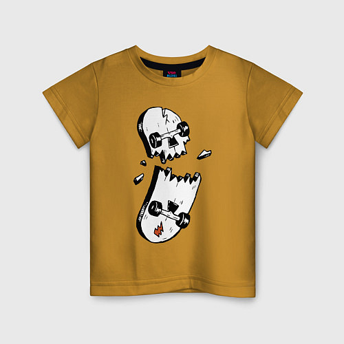Детская футболка Skateboard Skull Иллюзия Hype / Горчичный – фото 1