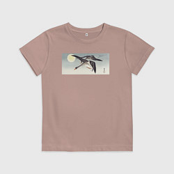 Футболка хлопковая детская Birds at Full Moon Гуси при свете луны, цвет: пыльно-розовый