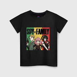 Футболка хлопковая детская Семья шпиона на цветном фоне Spy x Family, цвет: черный