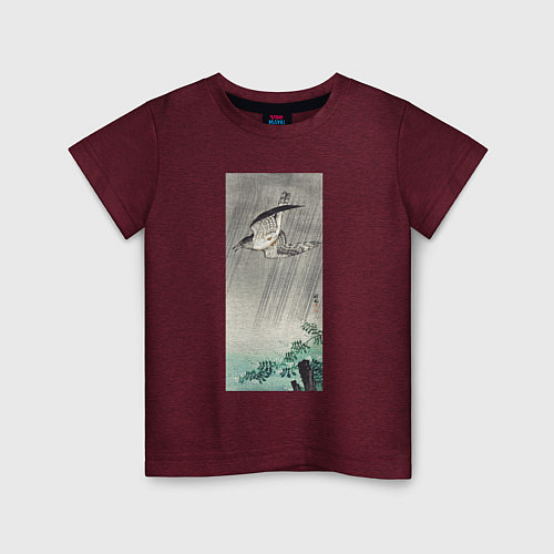 Детская футболка Cuckoo in Storm - Японские мотивы / Меланж-бордовый – фото 1