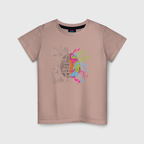 Детская футболка Два полушария мозга / Пыльно-розовый – фото 1