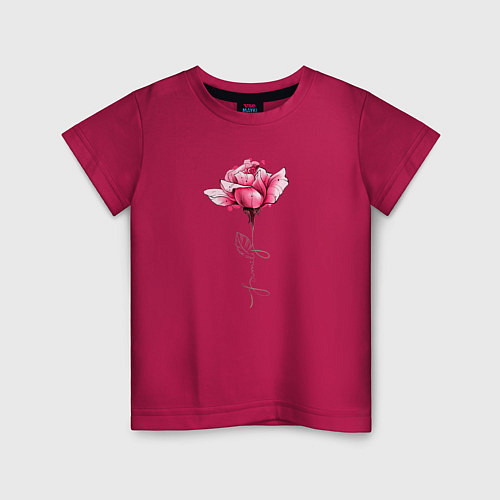 Детская футболка Роза с надписью FAMILY / Маджента – фото 1