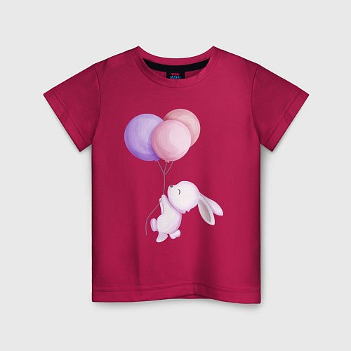 Детская футболка Милый Крольчонок С Тремя Воздушными Шариками / Маджента – фото 1
