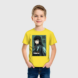 Футболка хлопковая детская Хашира Тумана Токито, цвет: желтый — фото 2