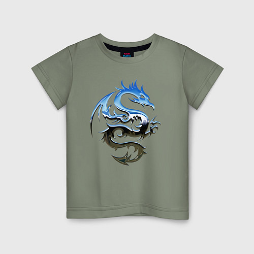 Детская футболка Хромированный дракон / Авокадо – фото 1