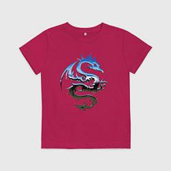 Футболка хлопковая детская Хромированный дракон, цвет: маджента