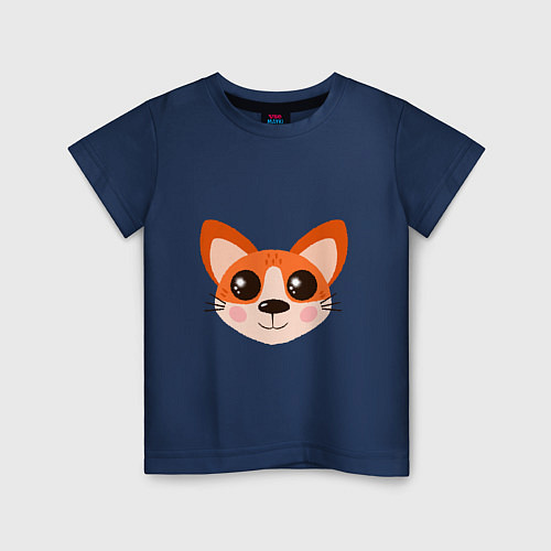 Детская футболка Корги! Портрет собаки-лисички с огромными глазами / Тёмно-синий – фото 1