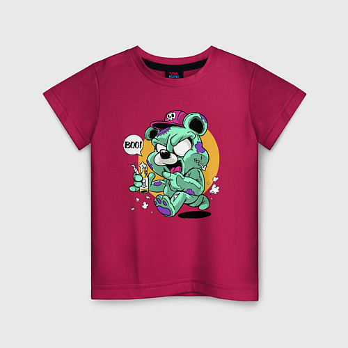Детская футболка Медведь с лимонадом и конфетой кричит boo! Cool te / Маджента – фото 1