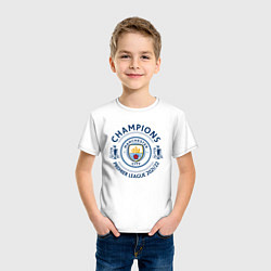Футболка хлопковая детская Manchester City Champions 20212022, цвет: белый — фото 2