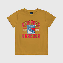 Футболка хлопковая детская NY RANGERS NHL НЬЮ-ЙОРК РЕЙНДЖЕРС, цвет: горчичный