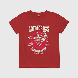 Футболка хлопковая детская МОТОКРОСС ЧЕМПИОН, цвет: красный