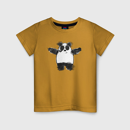 Детская футболка Акварельная панда / Горчичный – фото 1