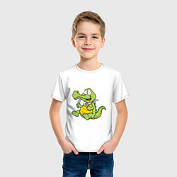Футболка хлопковая детская Hungry Crocodile, цвет: белый — фото 2