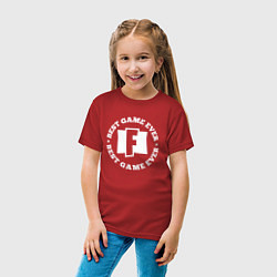 Футболка хлопковая детская Символ Fortnite и круглая надпись Best Game Ever, цвет: красный — фото 2