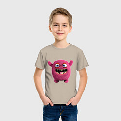 Футболка хлопковая детская FLUFFY COLORED MONSTER, цвет: миндальный — фото 2