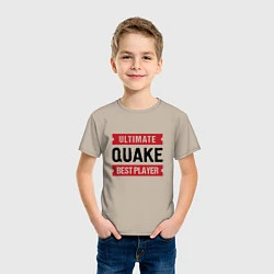 Футболка хлопковая детская Quake: таблички Ultimate и Best Player, цвет: миндальный — фото 2