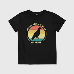 Футболка хлопковая детская Birds Arent Real, цвет: черный