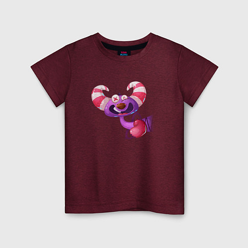 Детская футболка Влюбленный фиолетовый монстр с сердцем в руках / Меланж-бордовый – фото 1