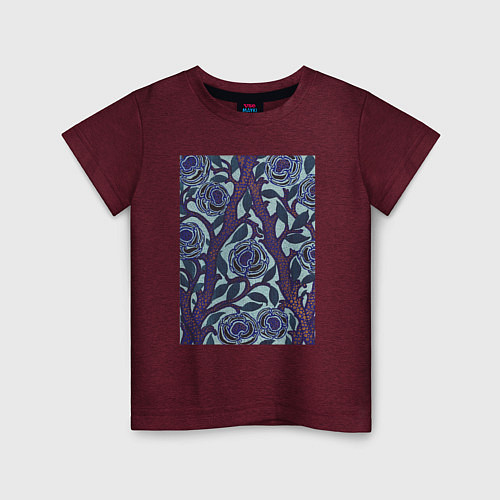 Детская футболка Samarkande Flower Pattern Цветочный орнамент / Меланж-бордовый – фото 1
