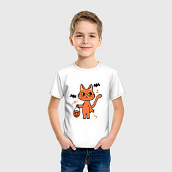 Футболка хлопковая детская CAT FOR HALLOWEEN, цвет: белый — фото 2