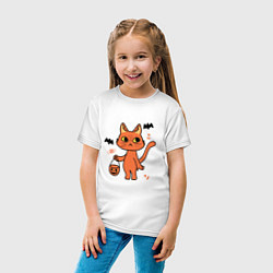 Футболка хлопковая детская CAT FOR HALLOWEEN, цвет: белый — фото 2