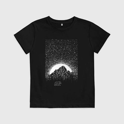 Детская футболка Звёздное небо и медведь / Черный – фото 1
