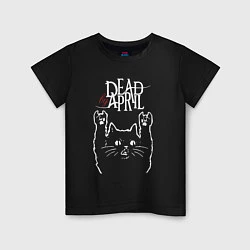 Футболка хлопковая детская Dead by April Рок кот, цвет: черный