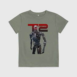 Футболка хлопковая детская Terminator 2 - T800, цвет: авокадо