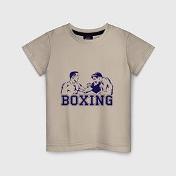 Футболка хлопковая детская Бокс Boxing is cool, цвет: миндальный
