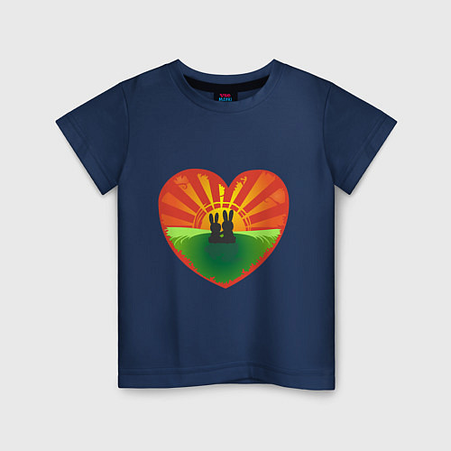 Детская футболка Сердце на двоих A heart for a couple at sunset / Тёмно-синий – фото 1