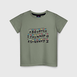 Футболка хлопковая детская STRANGER THINGS ALPHABET, цвет: авокадо