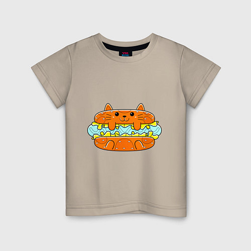 Детская футболка CAT BURGER / Миндальный – фото 1