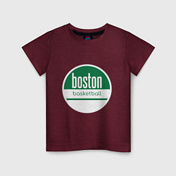 Футболка хлопковая детская Boston Basketball, цвет: меланж-бордовый