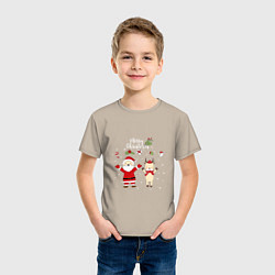 Футболка хлопковая детская SANTA CLAUS WITH A DEER, цвет: миндальный — фото 2