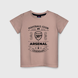Футболка хлопковая детская Arsenal: Football Club Number 1 Legendary, цвет: пыльно-розовый