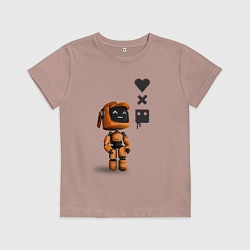 Футболка хлопковая детская Оранжевый робот с логотипом LDR, цвет: пыльно-розовый