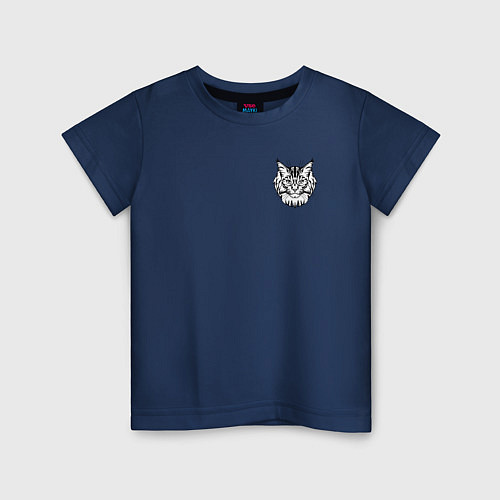 Детская футболка Морда кота Мейн-куна / Тёмно-синий – фото 1