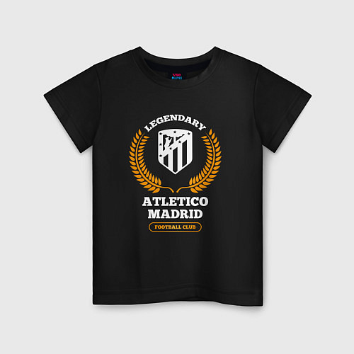 Детская футболка Лого Atletico Madrid и надпись Legendary Football / Черный – фото 1